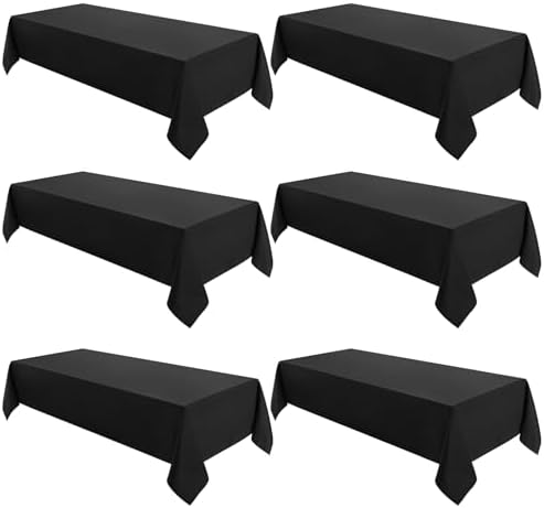 VidaFete Classic Series 6 Pack 60x102inch Black Rectangle Tablecloth by VidaFete