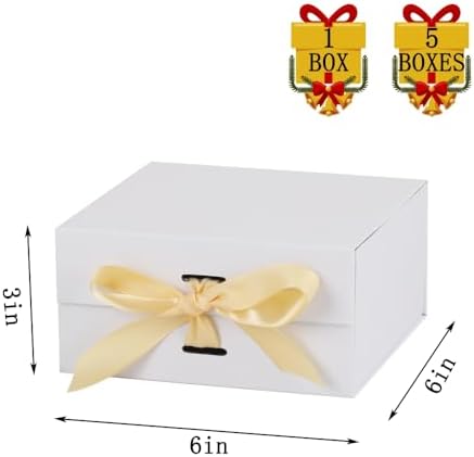 Small Gift Boxes with Lids for Presents White Gift Box 5 Pack 6X6X3 Inch - Image 3