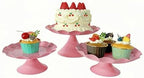 3 Pcs Pink Metal Cupcake Stand Scalloped Edge Dessert Display Tray - Image 7