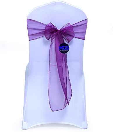 Pack of 100 Organza Chair Sashes for Wedding & Event Décor – Dark Purple by MDS