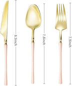 Lullaby 90pcs High End Gold Plastic Silverware with Pink Handle with 60PCS Pink Scalloped Plastic Plates with Gold Rim - Image 4