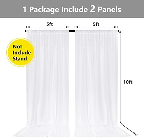 10 ft × 10 ft White Backdrop Curtain for Wedding Decor Holiday Party - White Wedding Backdrop Polyester Photography Backdrop Drapes Baby Shower Birthday Privacy Sliding Curtains Home Decor, 2 Panels - Image 2