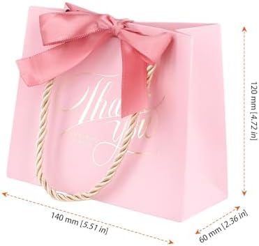 HOZEON 100 Pack Pink Thank You Gift Bags with Handles, 5.5x4.7x2.5 Inches Mini Party Favor Bags for Wedding, Baby Shower, Birthday Celebrations - Image 2