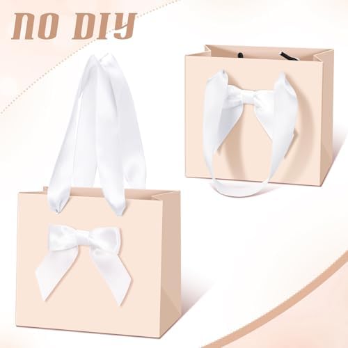 Kolldenn 50 Pcs Small Light Pink Gift Bags Bulk with Bow Ribbon Handles - Image 2
