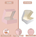 24 pcs Pink Pie Boxes,12x12x3 Inch Auto-Popup Bakery Boxes with Window Donuts Chocolate Muffins Donuts Pastry Dessert Cookie Box For Packaging - Image 4