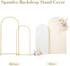 Beige White Arch Backdrop Cover Set of 2 Spandex 7.2 and 6ft Arch Covers Stretchy Backdrop Boho Wedding Balloon Arch Stand Covers for Birthday Party Baby Bridal Shower Banquet Photo Arches Background - Image 5