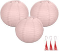 uxcell 3Pcs Light Pink Round Paper Lanterns 16" Chinese Paper Lantern by uxcell