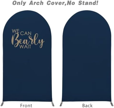 Dark Blue Arch Backdrop Stand Covers for Baby Shower Parties We Can Bearly Wait Theme Arched Fabric Cover Kids Birthday Party Favors Decor Banner (4x7.2FT) - Image 5