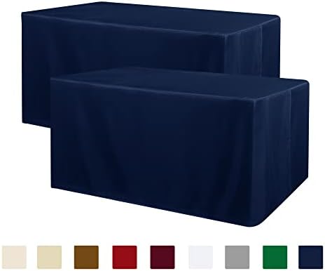 Obstal 2 Pack Table Clothes for 6 Foot Rectangle Tables - Water Resistant Washable Fabric Polyester Rectangle Table Cover Protector for Wedding, Banquet and Trade Shows, 72L x 30W x 30H Inches, Navy by Obstal