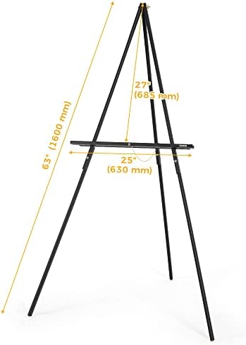 VISWIN 63" Black Easel Stand for Wedding Signs, Adjustable Wooden Display Easel with Holder, Tripod Floor Easel for Welcome Board, Poster, Picture, Photos, Paintings - Image 3