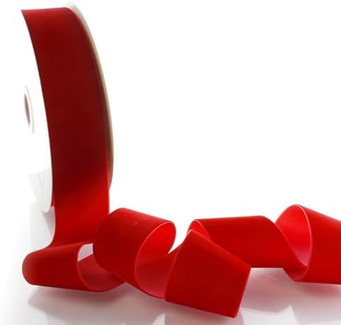 2" Velvet Ribbon Single Sided Soft Plush Luxury Craft Trim for Hair Bows Sewing Gift Wrapping Decorations Floral Arrangements and DIY Projects (Red, 25 Yards) - Image 2