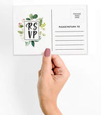 50 Blank RSVP Cards,RSVP Postcards No Envelopes Needed,Floral Print Response Card,RSVP for Wedding,Baby Shower,Bridal Shower - Image 2