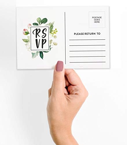 50 Blank RSVP Cards,RSVP Postcards No Envelopes Needed,Floral Print Response Card,RSVP for Wedding,Baby Shower,Bridal Shower - Image 2
