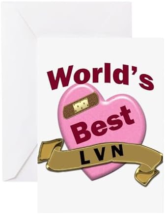 CafePress Worlds Best LVN Greeting Cards Greeting Card (20-pack), Note Card with Blank Inside, Birthday Card Matte by CafePress