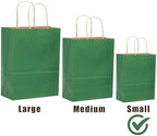 qiqee 100PCS Gift Bag with Handles Bulk Kraft Deep Green Paper Bags Multiple Uses (8.3"x3"x6"inch Small Size) - Image 4