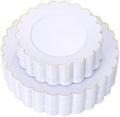 LIYH 60 Pcs White Plastic Plates with Gold Rim, Scalloped Disposable Combo Heavy-Duty Patriotic Plates Includes 30 Dessert Platos & 30 Dinner Platos for Birthday Wedding Party by LIYHLoveinyourheart