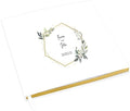 Andaz Press Personalized Wedding Guestbook with Gold Accents, Geometric Greenery Design White Guest Sign in Guest Registry 120 Pages 8.5 X 8.5 Memories Book for DIY, Scrapbook, Photo Album by AndazPress