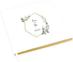 Andaz Press Personalized Wedding Guestbook with Gold Accents, Geometric Greenery Design White Guest Sign in Guest Registry 120 Pages 8.5 X 8.5 Memories Book for DIY, Scrapbook, Photo Album by AndazPress