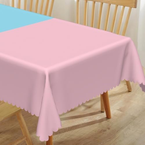 60x102inches Gender Reveal Tablecloth Rectangular Pink and Blue Patchwork Table Cloth Washable and Reusable Fabric Table Cover for Dinner Boy or Girl Baby Shower Party Decor Supplies - Image 5