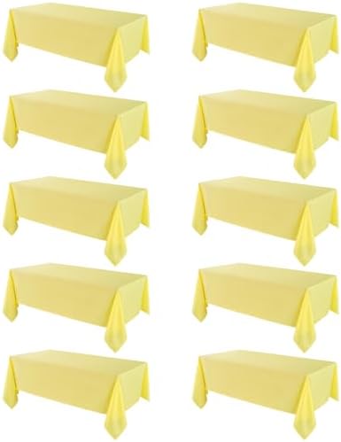 VidaFete 10 Pack 90 * 156inch Yellow Rectangle Tablecloth for 8ft Tables by VidaFete