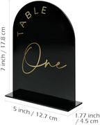Black Arch Wedding Table Numbers 1-15 with Stands, 5x7 Inch Black Acrylic Sign with Gold Lettering, Arched Acrylic Table Numbers for Wedding Reception - Image 2
