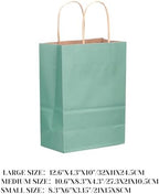 qiqee 100PCS Gift Bag with Handles Bulk Kraft Light Blue Paper Bags Assorted Sizes(33pcs Large 13",33pcs Medium 11",34pcs Small 8") - Image 2