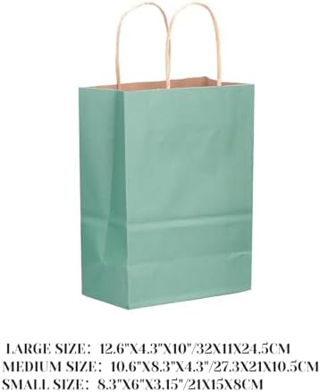 qiqee 100PCS Gift Bag with Handles Bulk Kraft Light Blue Paper Bags Assorted Sizes(33pcs Large 13",33pcs Medium 11",34pcs Small 8") - Image 2