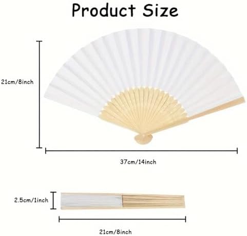 Abanicos De Mano para Fiesta 24PCS White Bamboo Paper Fan - Foldable (Wedding Gift/Party Decor) - Image 3