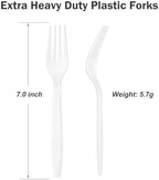 Dealusy 360 Count Extra Heavy Duty White Plastic Forks Disposable - Image 3