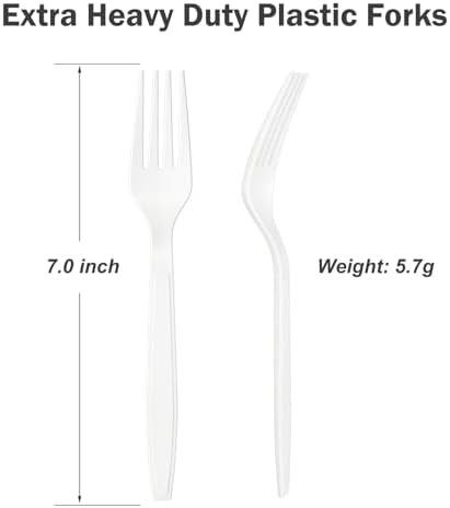 Dealusy 360 Count Extra Heavy Duty White Plastic Forks Disposable - Image 3