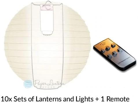 PaperLanternStore.com 12" Light Lime Green Paper Lantern Party Pack with Remote Controlled LED Lights (10-Pack Combo Kit) - Image 5