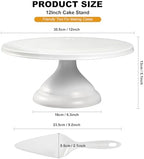 Large Cake Stand 12 Inch with Cake Spatula, Round Bamboo Fiber Cupcake Dessert Stand, Cake Decorating Display Stand for Birthday Parties, Weddings, Baby Shower and Other Events, White - Image 2