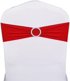 Wedding Red Chair Sashes 100 Pack Spandex Chair Bows Bands with Buckles for Party Birthday Bridal Shower Engagement Banquets Anniversary Christmas Outdoor Events Decorations (Red) - Image 2