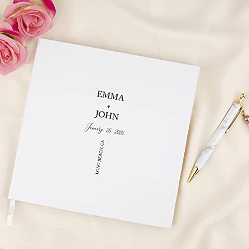 Andaz Press Personalized Wedding Guestbook with Gold Accents, Modern Design White Guest Sign in Guest Registry 120 Pages 8.5 X 8.5 Memories Book for DIY, Scrapbook, Photo Album - Image 2