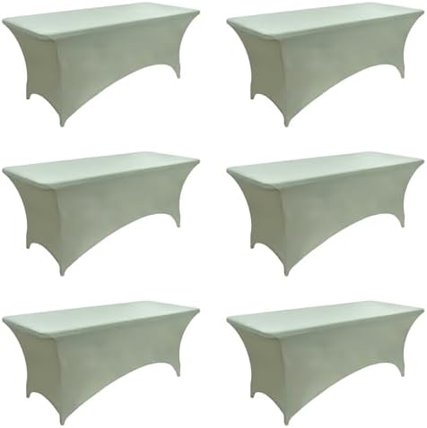 122 6-Pack 6ft Spandex Table Covers for Rectangle Standard Folding Tables - Wrinkle Resistant Stretch Tablecloths - Ultimate Fitted Table Protector for Parties, Banquet, and Wedding by Unknown