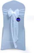 MDS Pack of 100 Organza Chair Sashes for Wedding & Event Décor – White by MDS