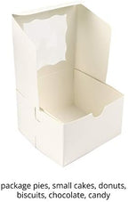 O'CREME [50 Pack] Small Bakery Cake Boxes With Window, 4x4x2.5, Cupcakes Donuts Cookies Pastries, For Wedding Treats Party Favors Showers Gift, White Paper Kraft Cardboard Mini Packaging Containers - Image 4