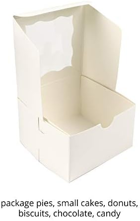 O'CREME [50 Pack] Small Bakery Cake Boxes With Window, 4x4x2.5, Cupcakes Donuts Cookies Pastries, For Wedding Treats Party Favors Showers Gift, White Paper Kraft Cardboard Mini Packaging Containers - Image 4