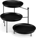 MALACASA Round 3 Tier Serving Tray, 10 Inch Black Porcelain Dessert Stand by MALACASA