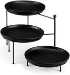 MALACASA Round 3 Tier Serving Tray, 10 Inch Black Porcelain Dessert Stand by MALACASA