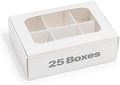 25 pcs White Mini Truffle Box for 6 treats with Windows and Dividers, Bakery Boxes, 5 x 3.5 x 1.57 Inches VERY SMALL Baking Boxes, Square Truffles Box for Gift Giving by ModsyBaking