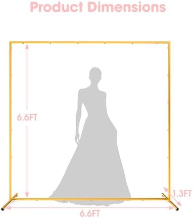 Pureegg Square Backdrop Stand - 6.6FT Gold Balloon Arch Stand with Adjustable Leveling Feet, Easy-to-Assemble Metal Wedding Arch for Wedding Decor, Parties - Image 5