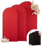 Wedding Arch Backdrop Cover Set of 3, Red and Black Double Color Arch Stand Covers, 7.2FT, 6.6FT, 6FT Spandex Fitted Arch Covers for Graduation Birthday Party Banquet Photography Background Decoration by Gogoparti