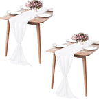 Pufogu 5 Pack 10Ft White Chiffon Table Runner Sheer 29x120 Inch by Pufogu