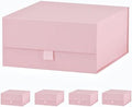 5 Pcs Pink Gift Box 8x8x4 Inches Small Gift Boxes for Presents with Magnetic Closure Lid Luxury Collapsible Gift Box Bridesmaid, Wedding, Birthday Boxs for Gift Packaging by PLINJOY