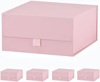 5 Pcs Pink Gift Box 8x8x4 Inches Small Gift Boxes for Presents with Magnetic Closure Lid Luxury Collapsible Gift Box Bridesmaid, Wedding, Birthday Boxs for Gift Packaging by PLINJOY
