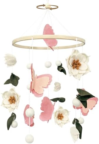 Baby Mobile for Crib Flowers and Butterflies Crib Mobile by Teeloray