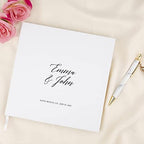 Andaz Press Personalized Wedding Guestbook with Gold Accents, Traditional Script White Guest Sign in Guest Registry 120 Pages 8.5 X 8.5 Memories Book for DIY, Scrapbook, Photo Album - Image 2