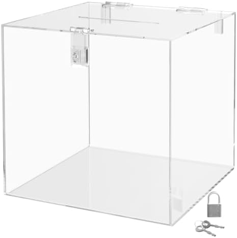 10 Inch Locking Ballot Box Clear Acrylic Square Cube Top Locking See Through Countertop Contests Entry or Collection Bin by Marketing Holders by MarketingHolders