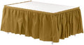 Exquisite Gold Table Skirt 24 Pack - Disposable Plastic Table Skirts for Rectangle Tables 6ft 8ft & Round Tables - 29in x 14ft Self-Adhesive Strip - Birthday Wedding Gender Reveal Decor by Exquisite